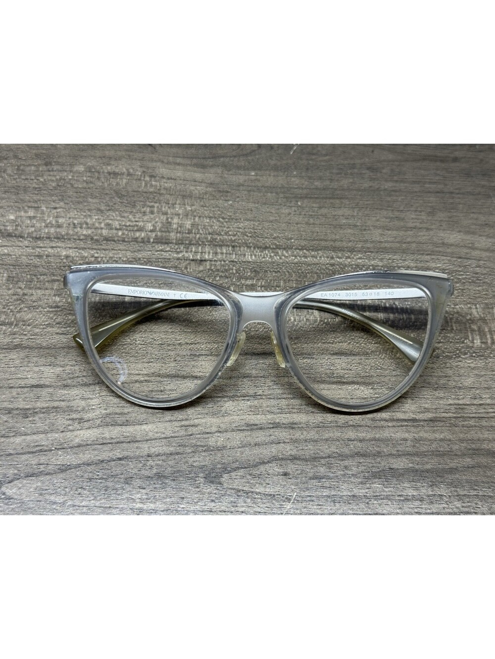 Emporio Armani EA 1074 3015 Matte Transparent Crystal Eyeglasses Frame 53-18-140